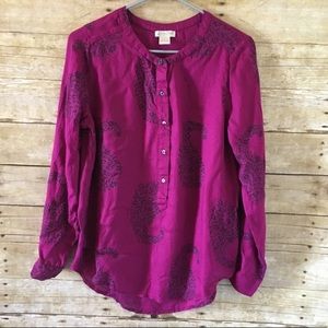 NWOT Lucky Brand magenta paisley button top small